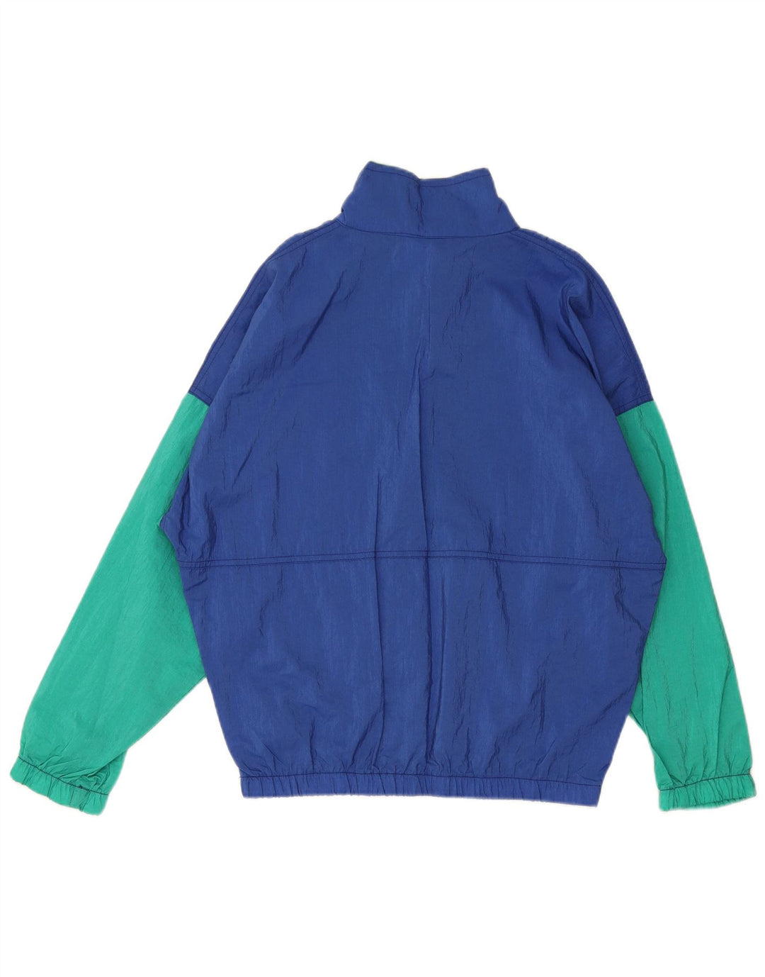 Vintage herre pullover træningsdragt topjakke XL blå farveblok polyamid