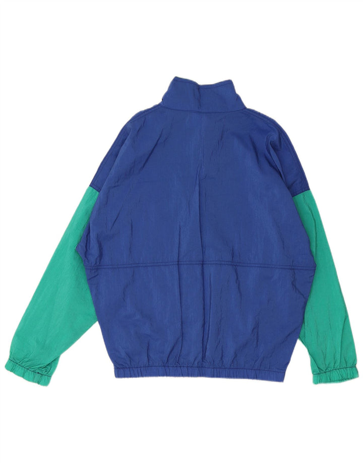 Vintage herre pullover træningsdragt topjakke XL blå farveblok polyamid