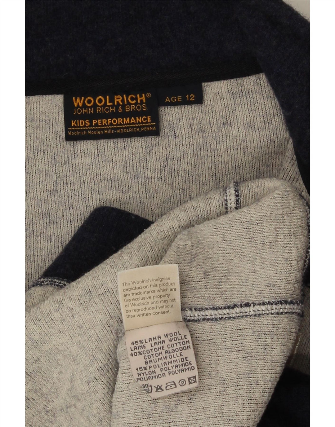 Woolrich drenge grafisk træningsdragt topjakke 11-12 år marineblå uld