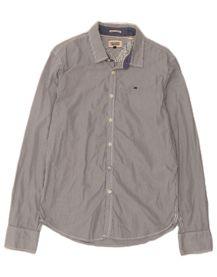 TOMMY HILFIGER Mens Shirt Medium Blue Striped Cotton Vintage Tommy Hilfiger and Second-Hand Tommy Hilfiger from Messina Hembry 