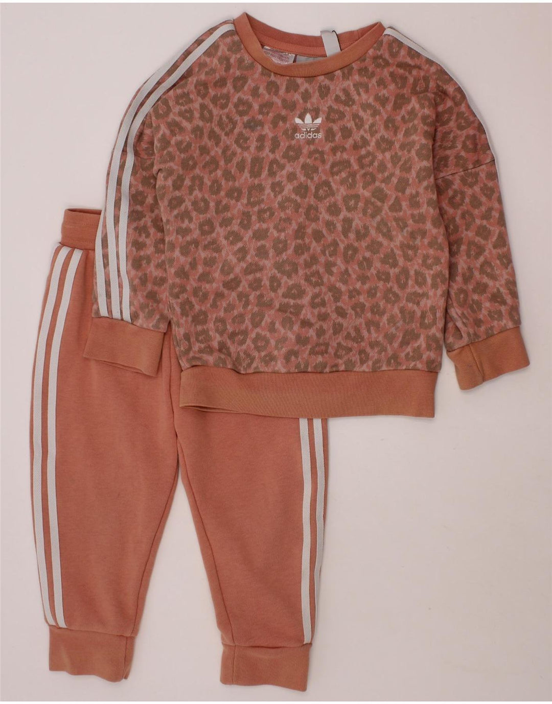 ADIDAS Baby Girls hel træningsdragt 18-24 måneder Pink Animal Print Bomuld