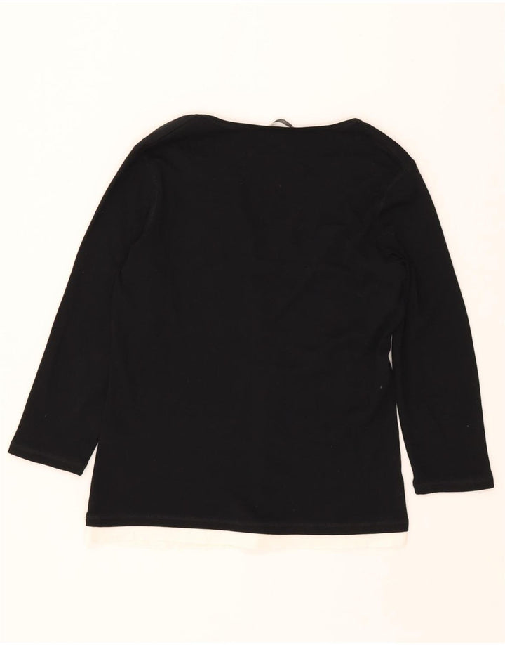 MARKS & SPENCER Womens Top 3/4 Sleeve UK 14 Medium Black Cotton Vintage Marks & Spencer and Second-Hand Marks & Spencer from Messina Hembry 