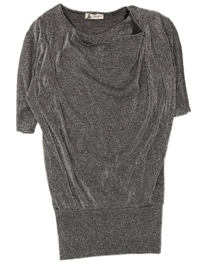 Vintage Dame Batwing Jumper Dress UK 16 Large Grå