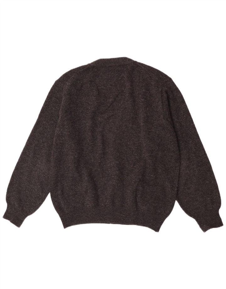 Benetton Herre Cardigan Sweater IT 52 Stor Grå Virgin Wool