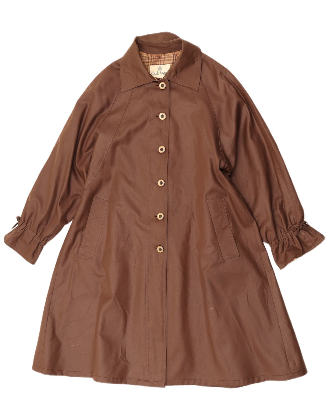 Claude Havrey Dame Trench Coat UK 14 Stor brun polyester