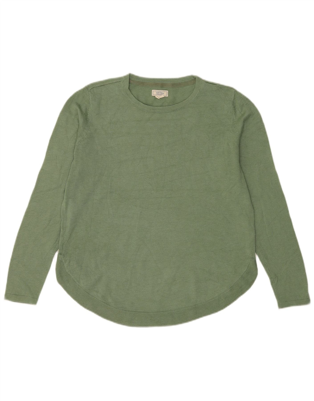 Fat Face Dame Boat Neck Jumper Sweater UK 12 Medium Green Polyester