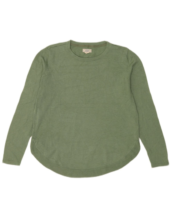 Fat Face Dame Boat Neck Jumper Sweater UK 12 Medium Green Polyester