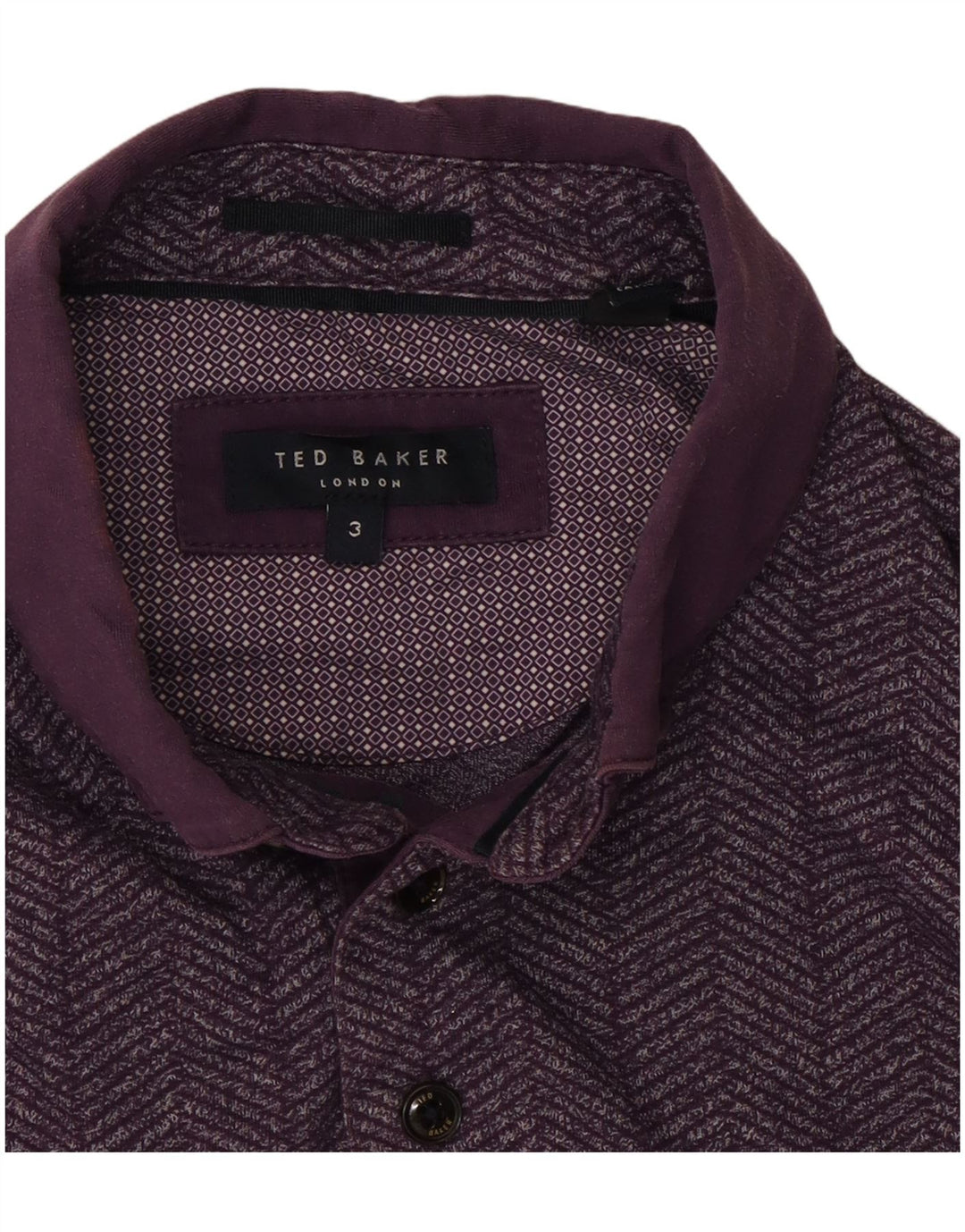 Ted Baker Herre Polo Shirt Størrelse 3 Medium Lilla Sildeben