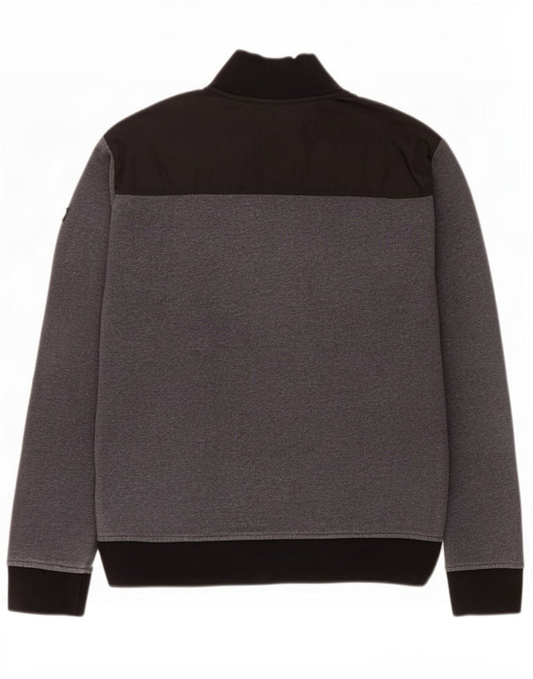 Armani Jeans Herre Zip Neck Sweatshirt Jumper Medium Grå Colourblock