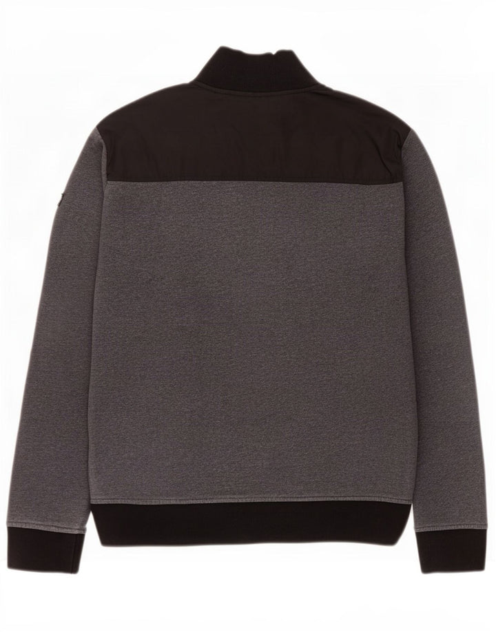 Armani Jeans Herre Zip Neck Sweatshirt Jumper Medium Grå Colourblock
