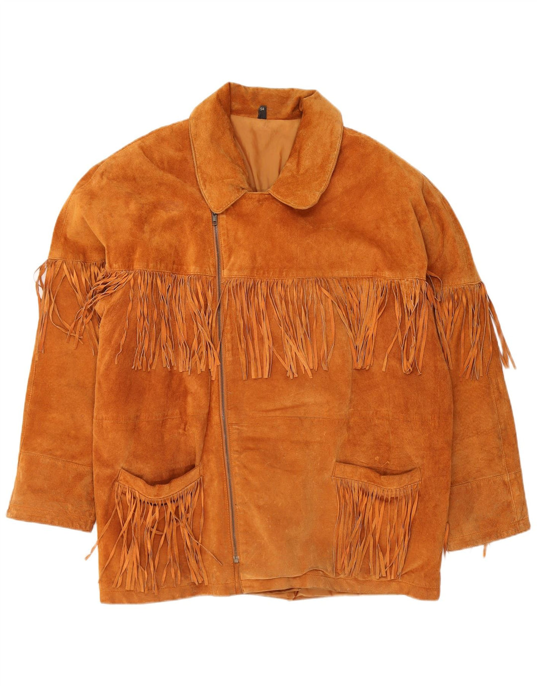 VINTAGE Herre ruskindsjakke EU 54 2XL Brunt Læder