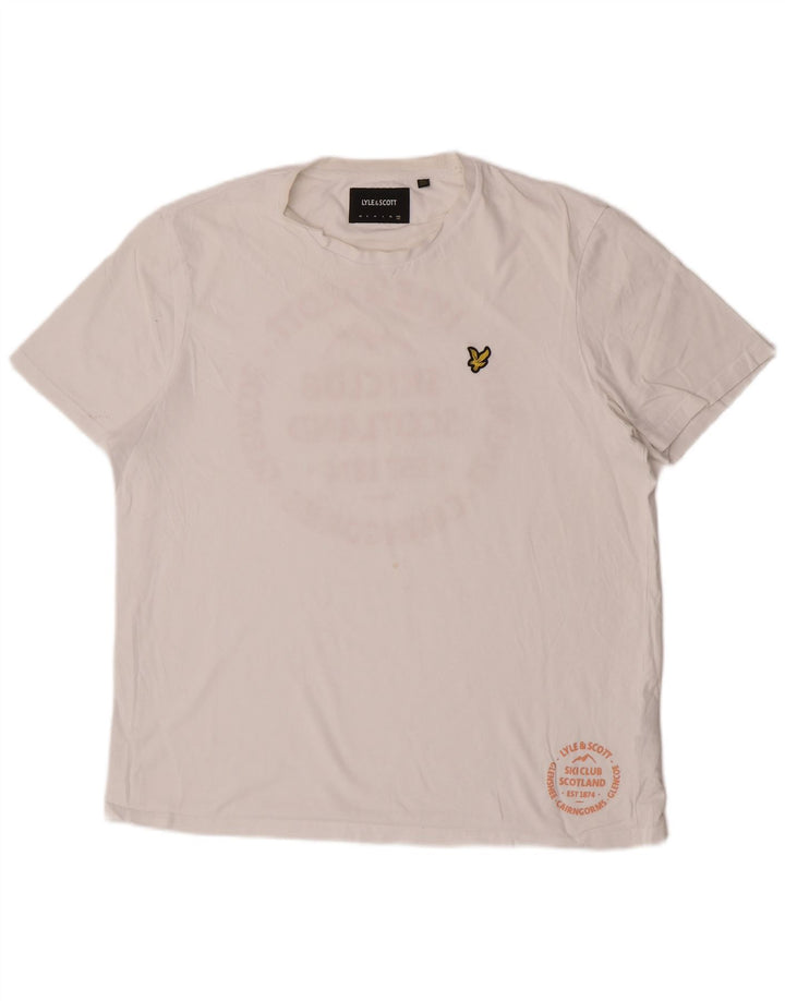 Lyle & Scott Herre grafisk T-shirt top 2XL hvid bomuld