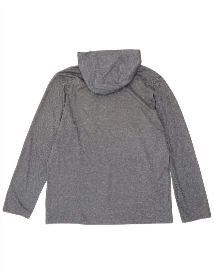 ADIDAS Mens Hooded Top Long Sleeve Large Grey Flecked Polyester
