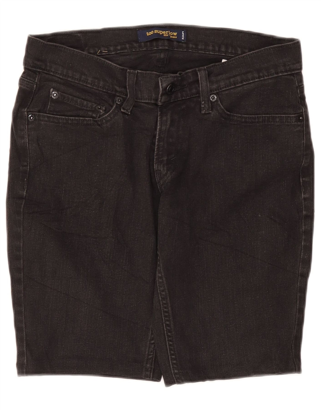 LEVI'S Dame 524 Super Low Denim Shorts US 7 Medium W30 Grå Bomuld