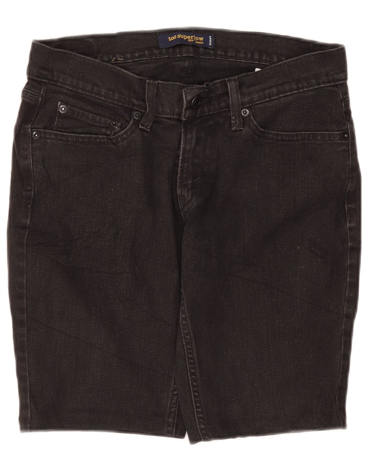 LEVI'S Dame 524 Super Low Denim Shorts US 7 Medium W30 Grå Bomuld