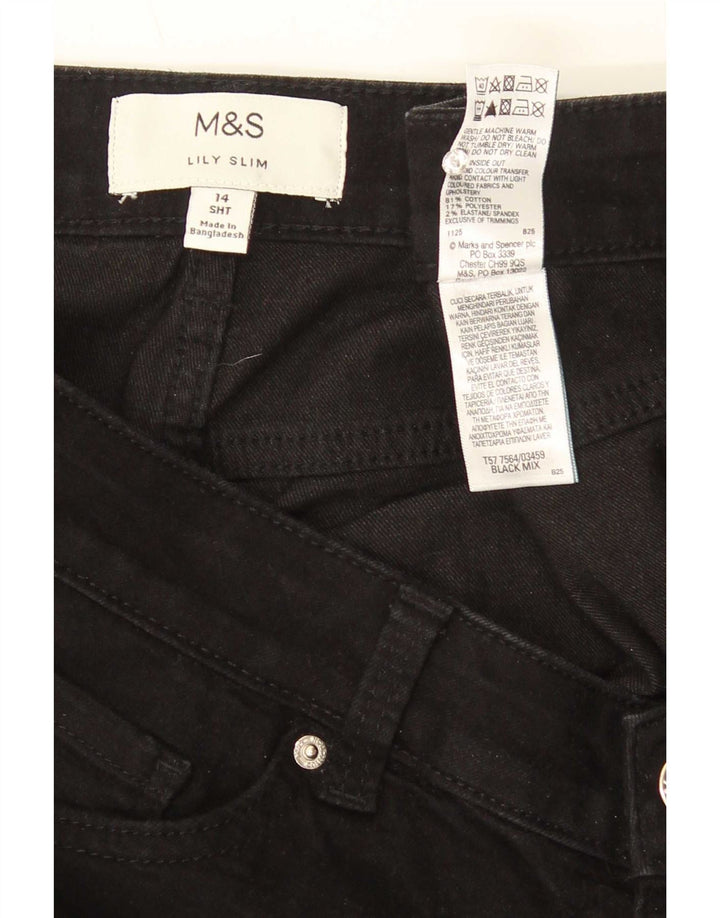 Marks & Spencer Kvinder Short Slim Jeans UK 14 Medium W30 L27 Sort Bomuld