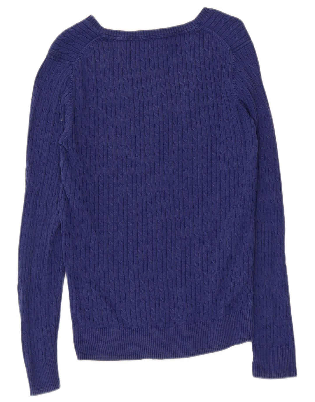 CREW TØJ Dame V-hals sweater UK 12 Medium Blue Bomuld