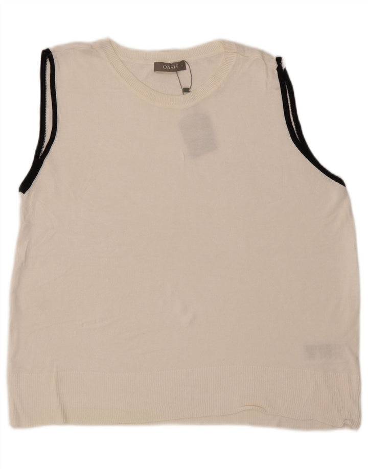 Oasis Dame Vest Tank Top UK 16 Large White Viscose