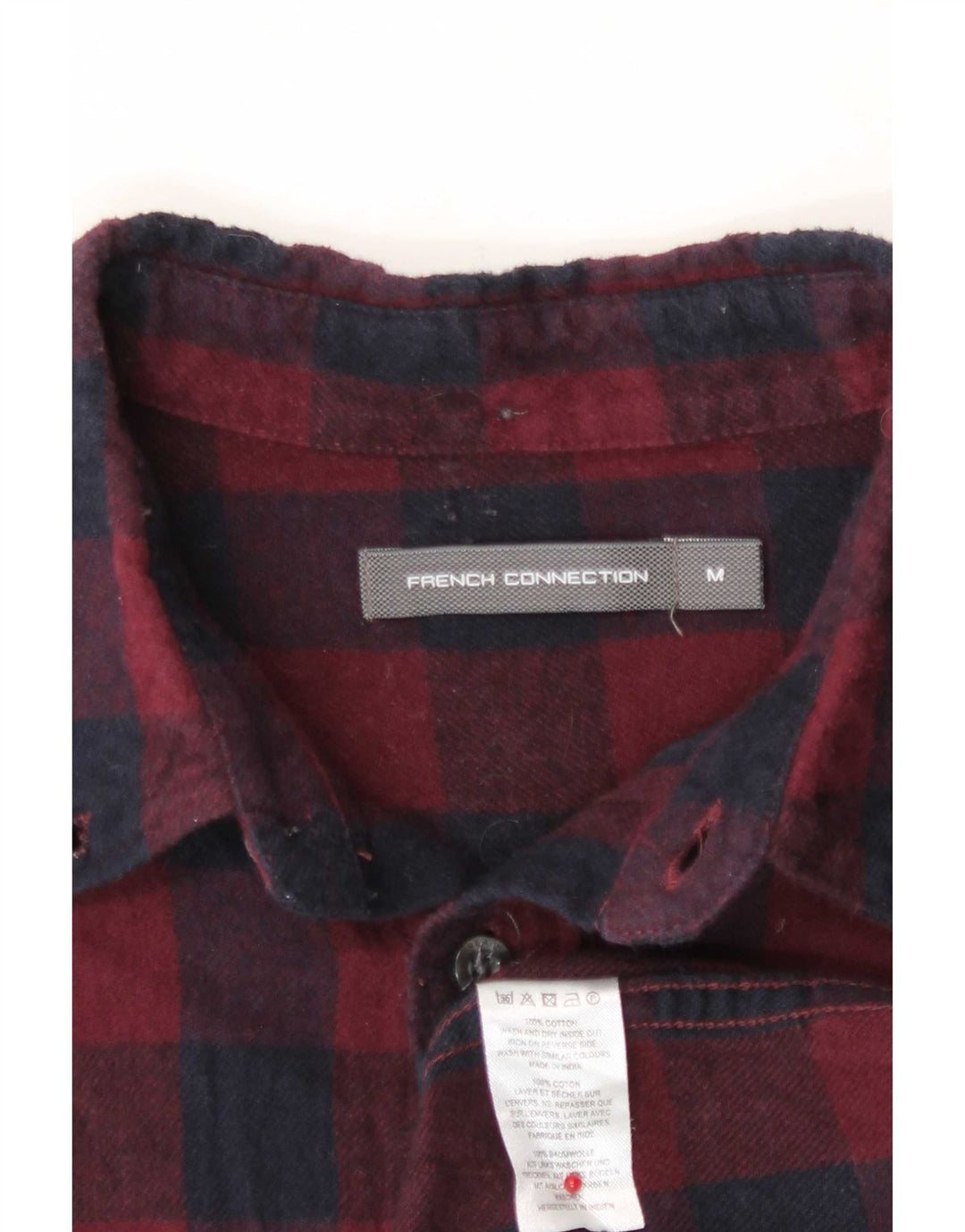 French Connection Herre Flanellskjorte Medium Burgundy Gingham Cotton
