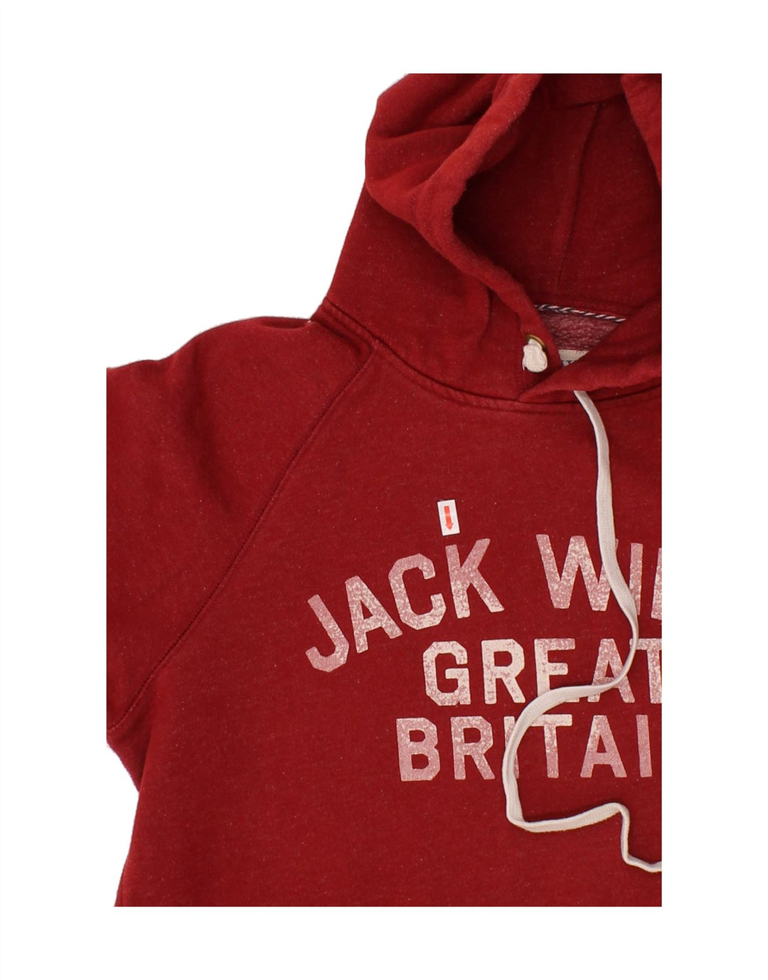 JACK WILLS Mens Graphic Hoodie Jumper Medium Red Cotton Vintage Jack Wills and Second-Hand Jack Wills from Messina Hembry 