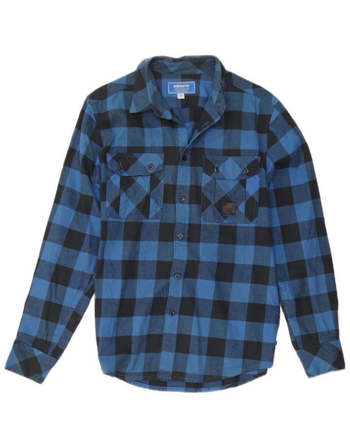 Adidas Flanelskjorte til mænd, lille blå Gingham bomuld