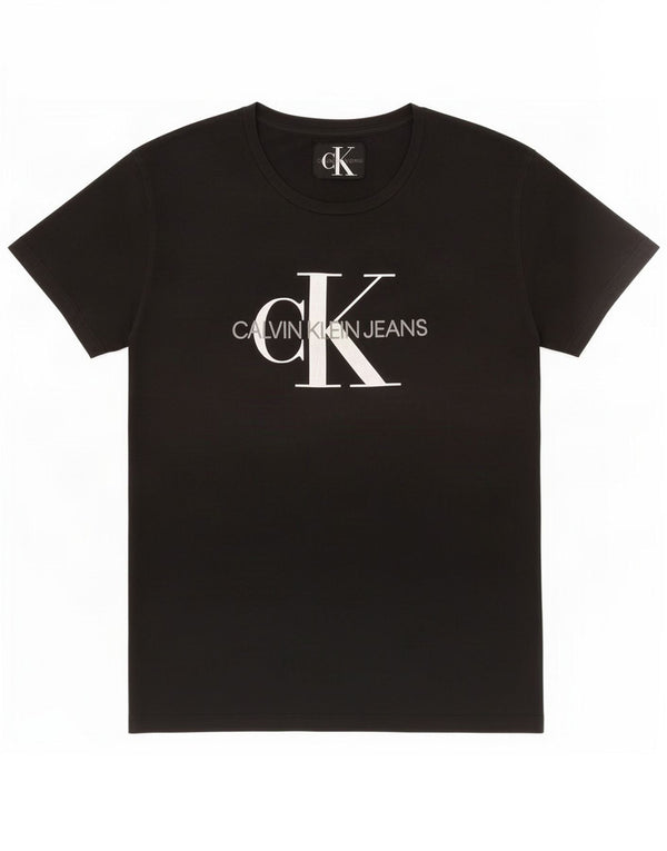 Calvin Klein Jeans Dame Grafisk T-Shirt Top UK 14 Medium Sort Bomuld