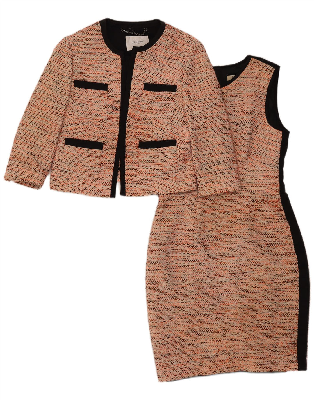L.K. Bennett Womens 3/4 ærme 2-delt sæt UK 10 Small Orange Flecked