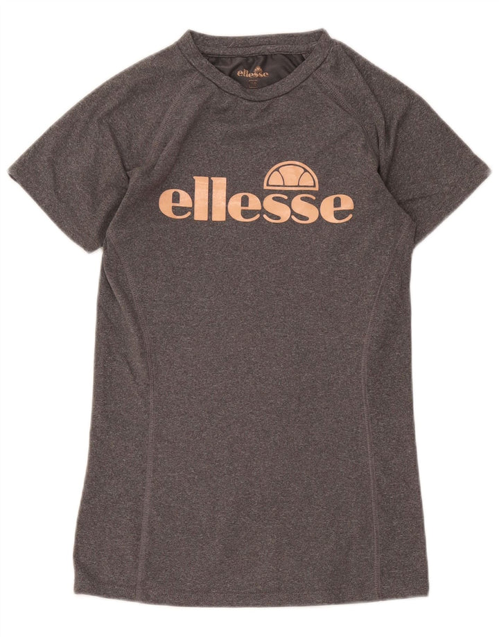 Ellesse Dame Grafisk T-Shirt Top UK 10 Lille Grå Polyester