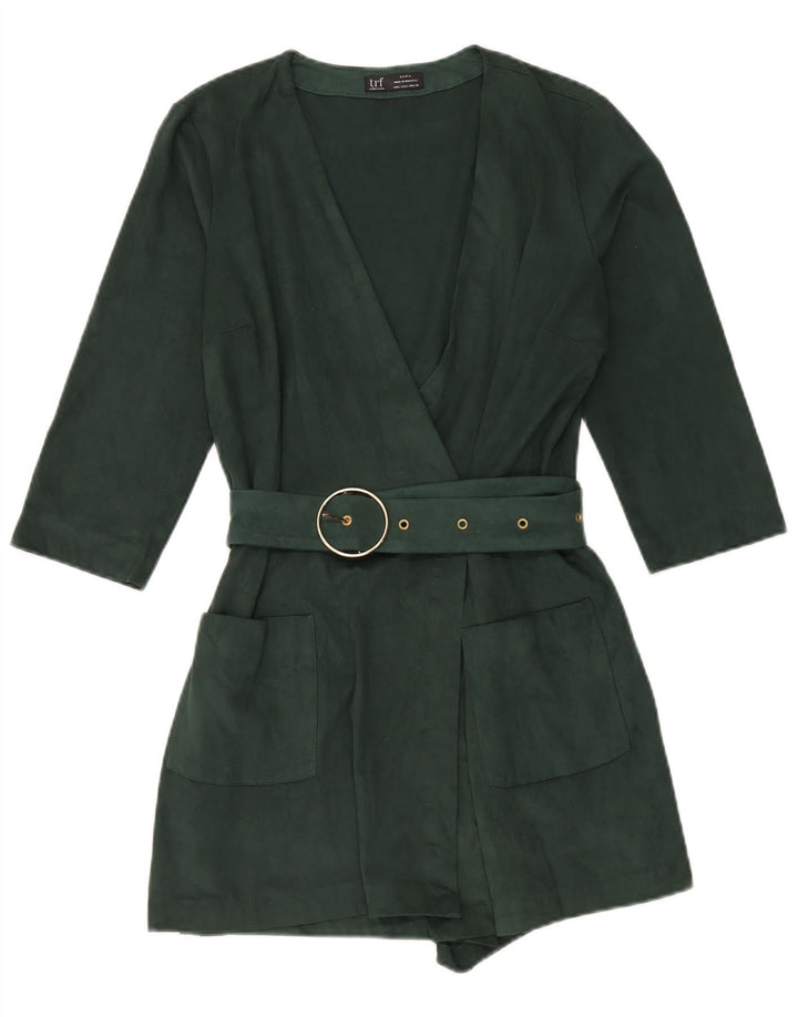 Zara Dame Playsuit UK 14 Large Green Polyester