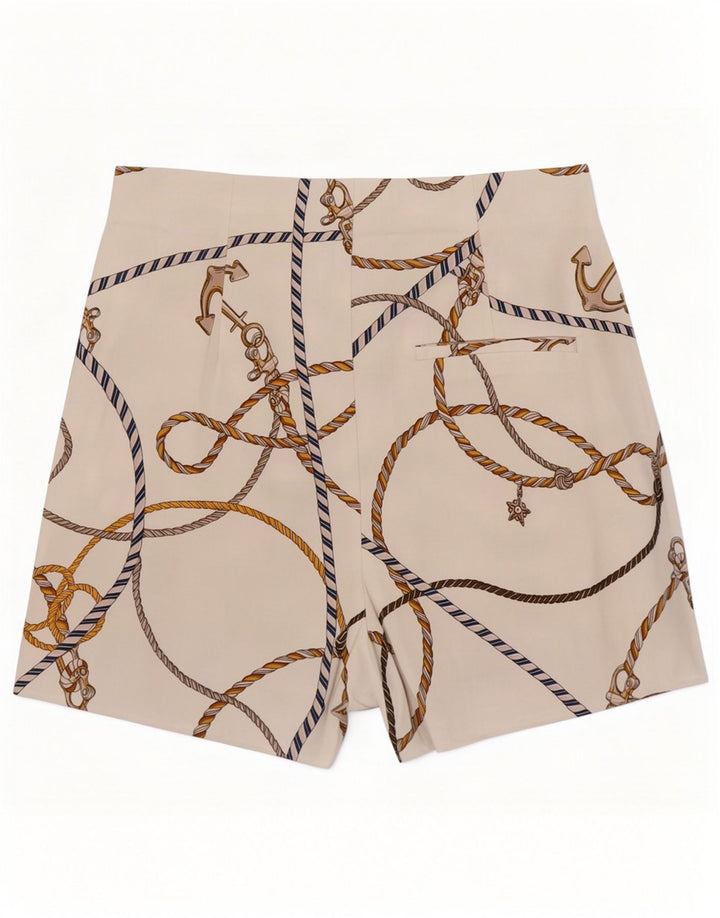 Zara Kvinders abstrakt mønster Casual Shorts Small W26 White