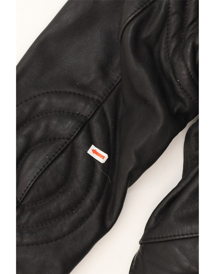 Vintage Herre Læder Biker Jacket EU 48 Medium Sort Læder