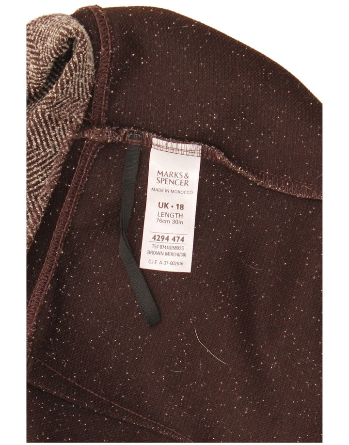 Marks & Spencer Midi-nederdel til kvinder UK 18 XL W36 brun sildebenspolyester