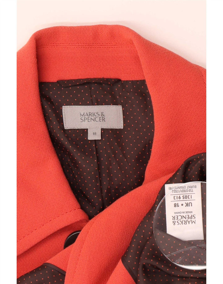 Marks & Spencer Dame Dobbeltradet Blazer Jacket UK 18 XL Orange