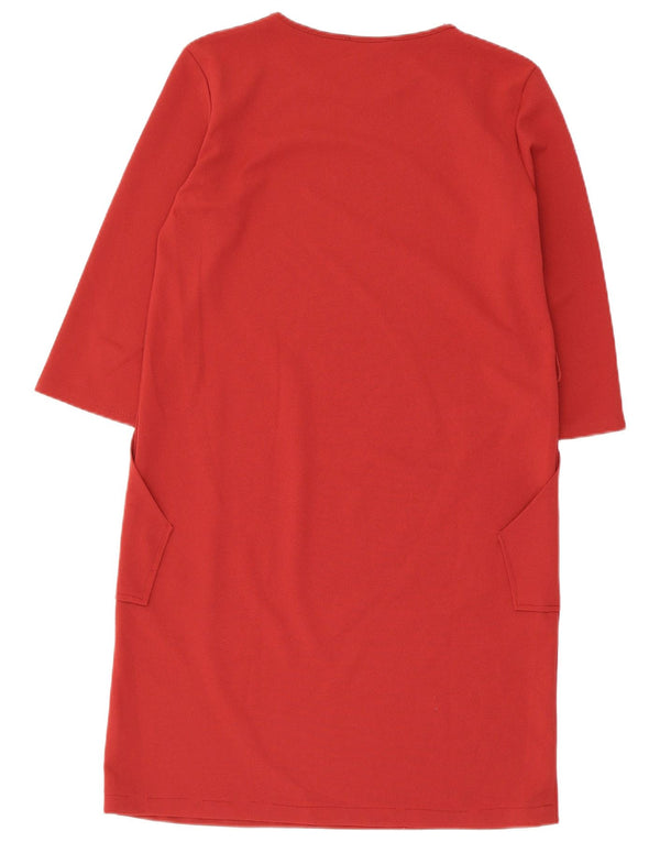 Zara Dame 3/4 Ærm Skift Kjole UK 14 Medium Rød
