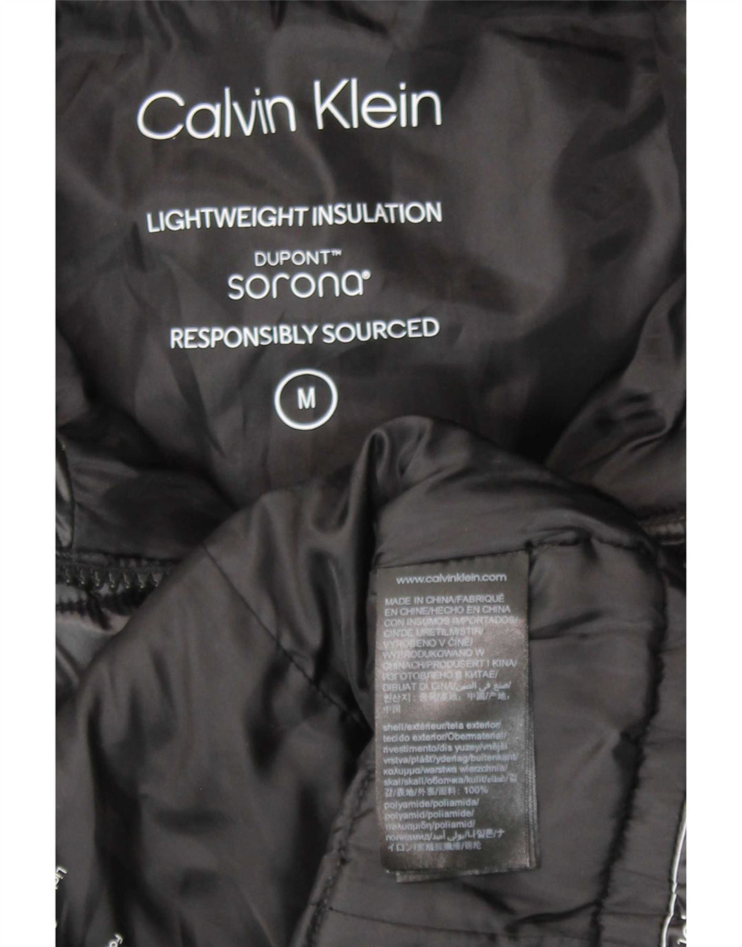 Calvin Klein Polstret hættejakke til kvinder UK 14 Medium Sort Polyamid