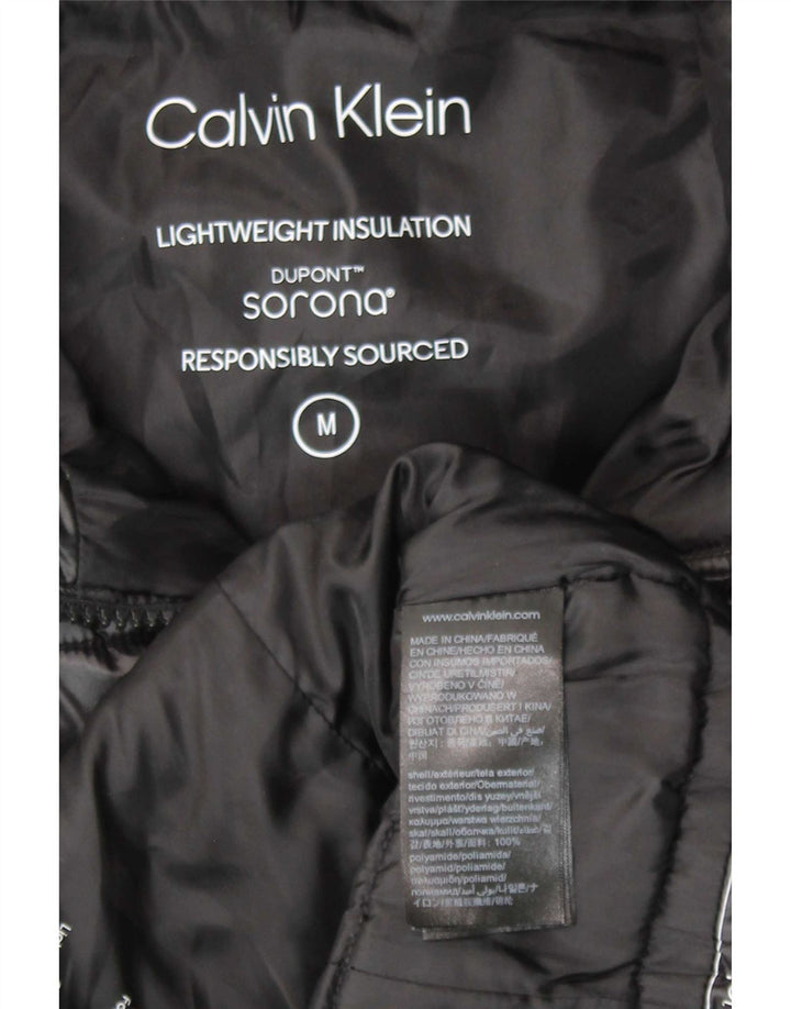 Calvin Klein Polstret hættejakke til kvinder UK 14 Medium Sort Polyamid