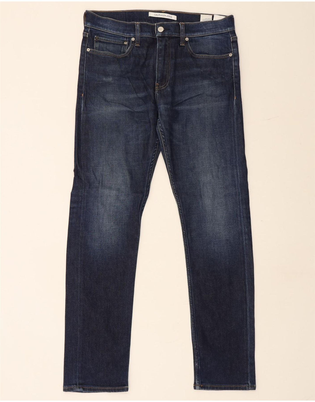 Calvin Klein Herre Slim Jeans W32 L32 Marineblå Bomuld