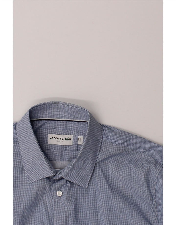 LACOSTE Mens Slim Fit Shirt Size 41 Large Blue Cotton Vintage Lacoste and Second-Hand Lacoste from Messina Hembry 
