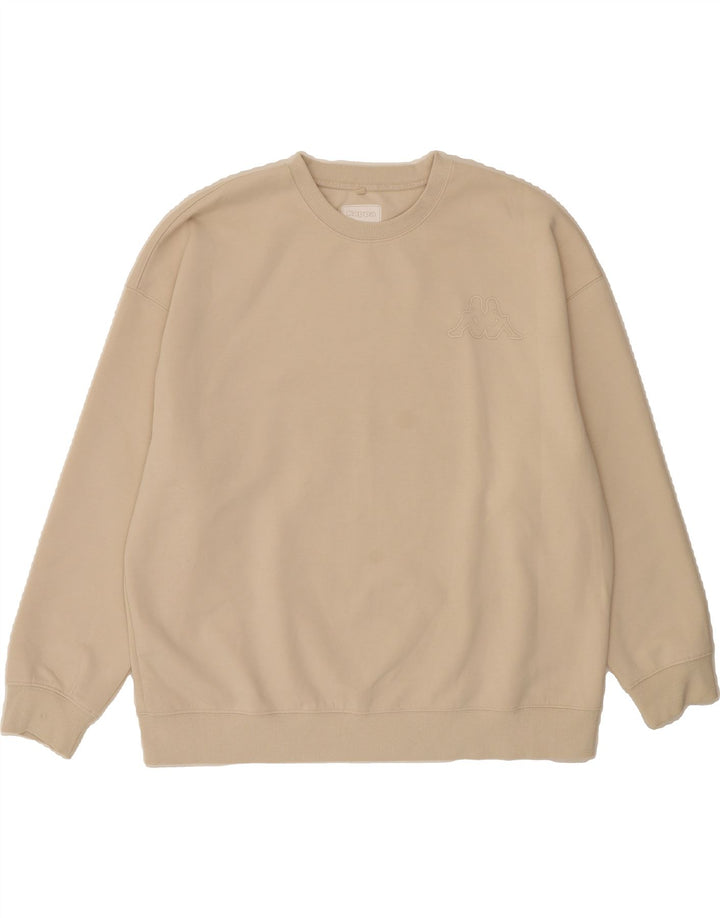 KAPPA Womens Graphic Sweatshirt Jumper UK 14 Medium Beige Polyester Vintage Kappa and Second-Hand Kappa from Messina Hembry 