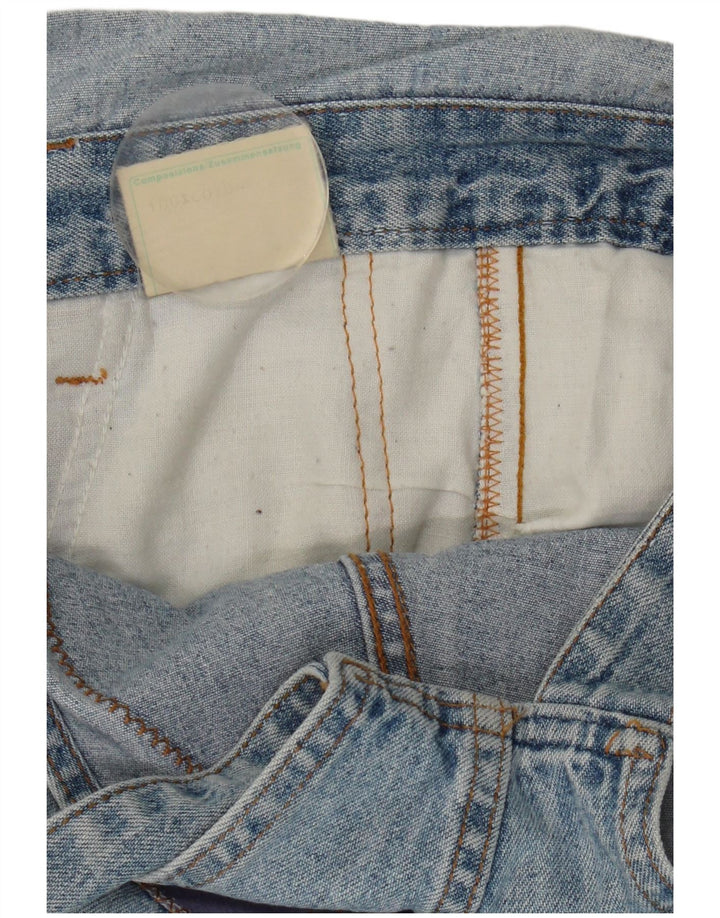 Vintage Kvinders Grafiske Dungaree Lige Jeans EU 38 Medium Blue Bomuld