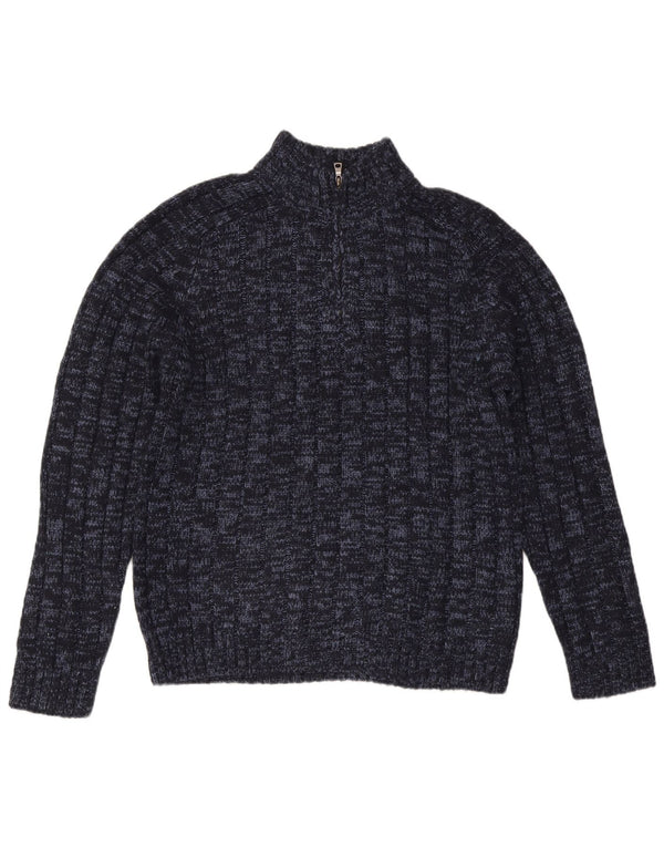 Marks & Spencer Herre Zip Neck Sweater XL Navy Blue Flecked Acryl