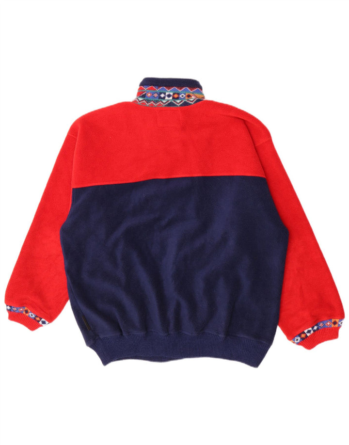 Silvy Herre Zip Neck Fleece Jumper Stor Rød Geometrisk Polyester