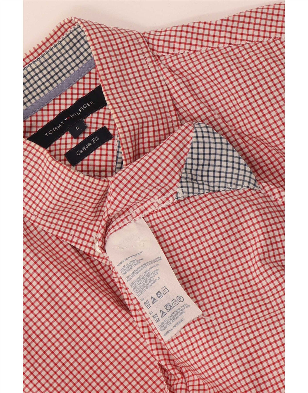 Tommy Hilfiger Herre Custom Fit skjorte Lille rød Gingham Bomuld