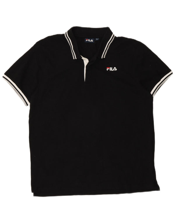 Fila Poloshirt til mænd XL sortstribet bomuld