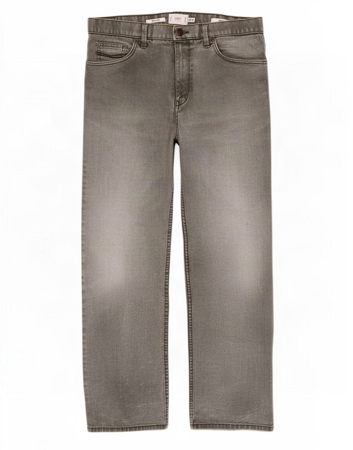 Marks & Spencer Herre Stretch Regular Straight Jeans W34 L31 Grå Bomuld