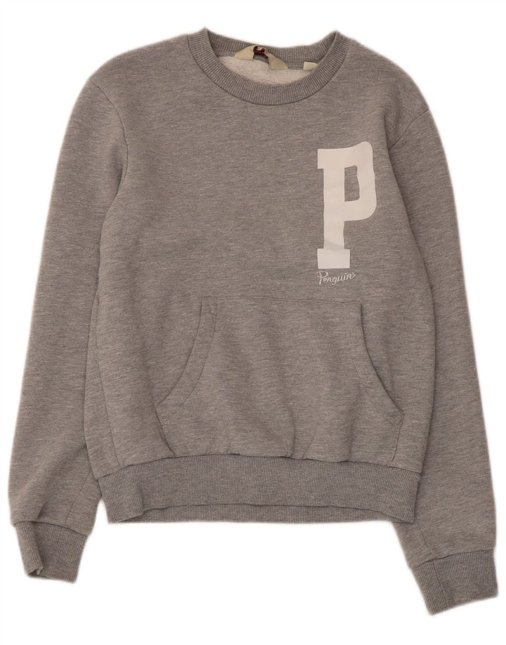 Penguin Herre Grafisk Sweatshirt Jumper Lille Grå Bomuld
