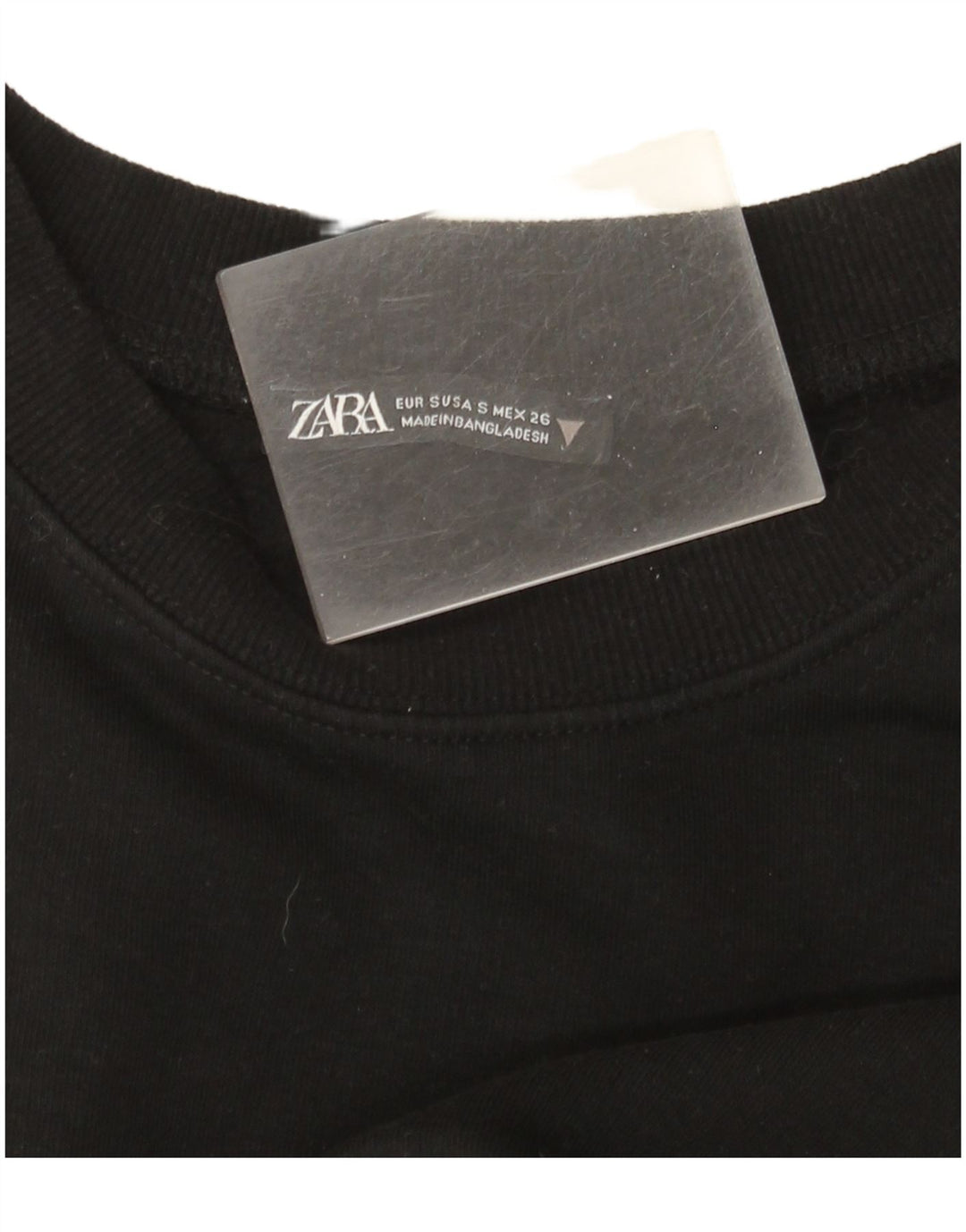 Zara Womens Crop Oversized Sweatshirt Jumper UK 10 Small Black