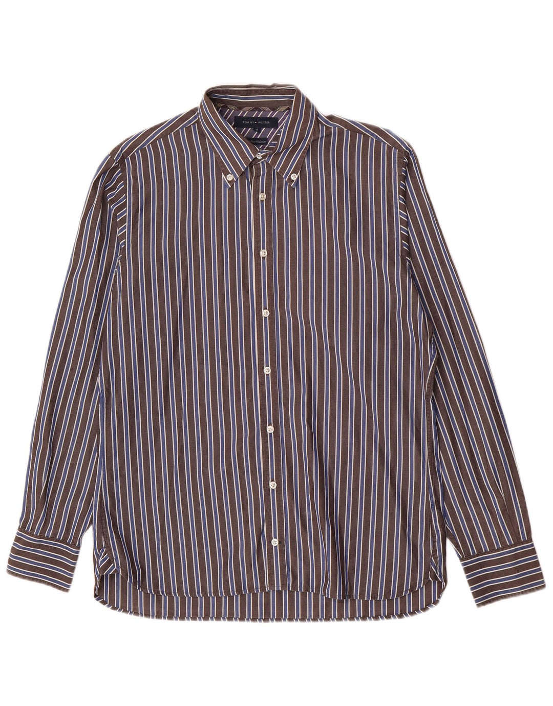 Tommy Hilfiger Herreskjorte Medium Brun Stribet Bomuld