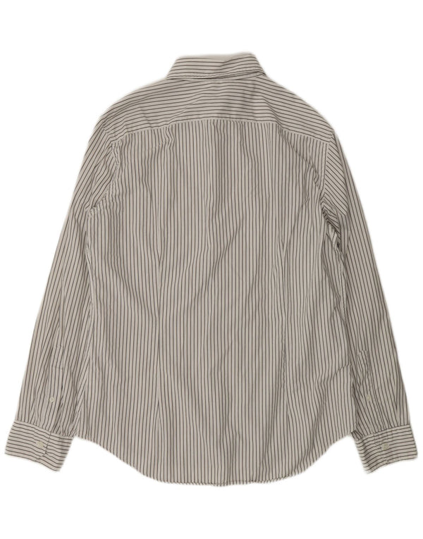 BENETTON Mens Shirt 2XL White Striped Cotton