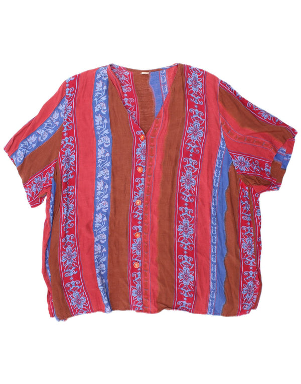 Vintage kvinders kortærmet skjortebluse UK 22 3XL flerfarvet blomster